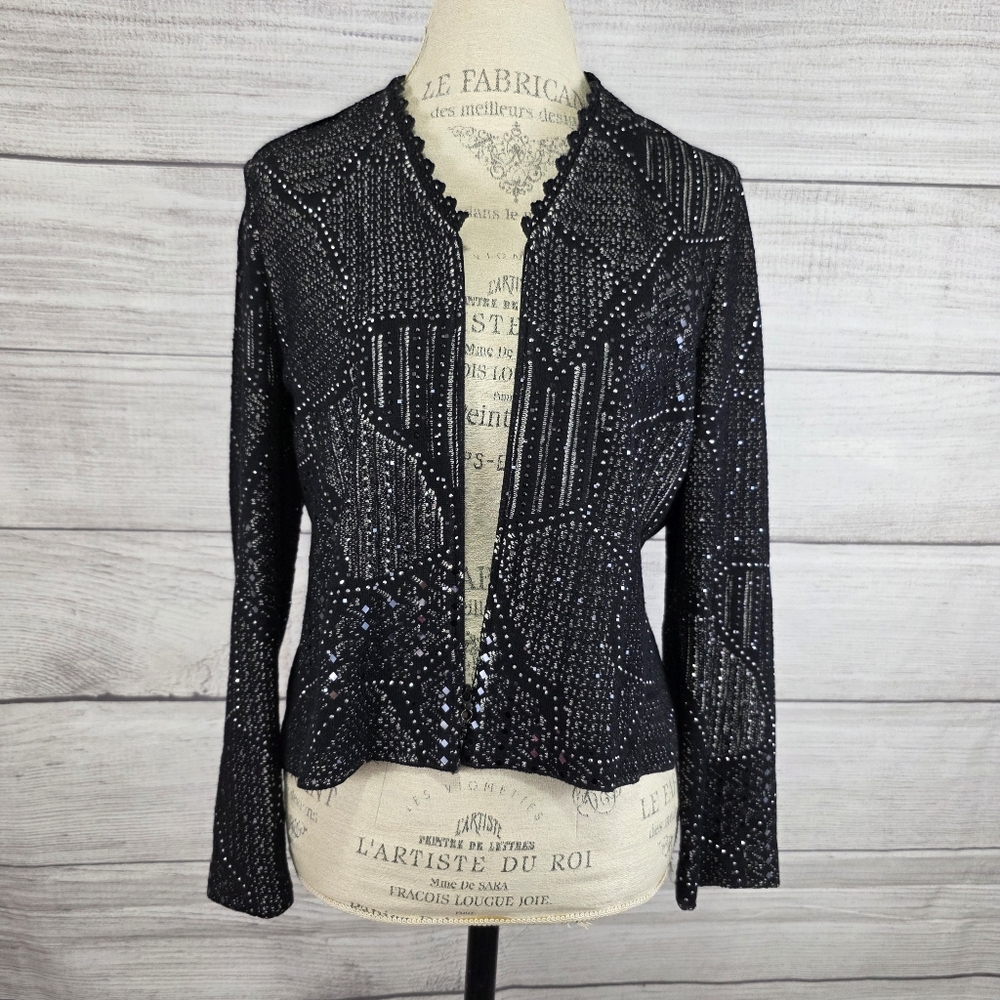 St. John Sparkly Embellished Black Evening Jacket